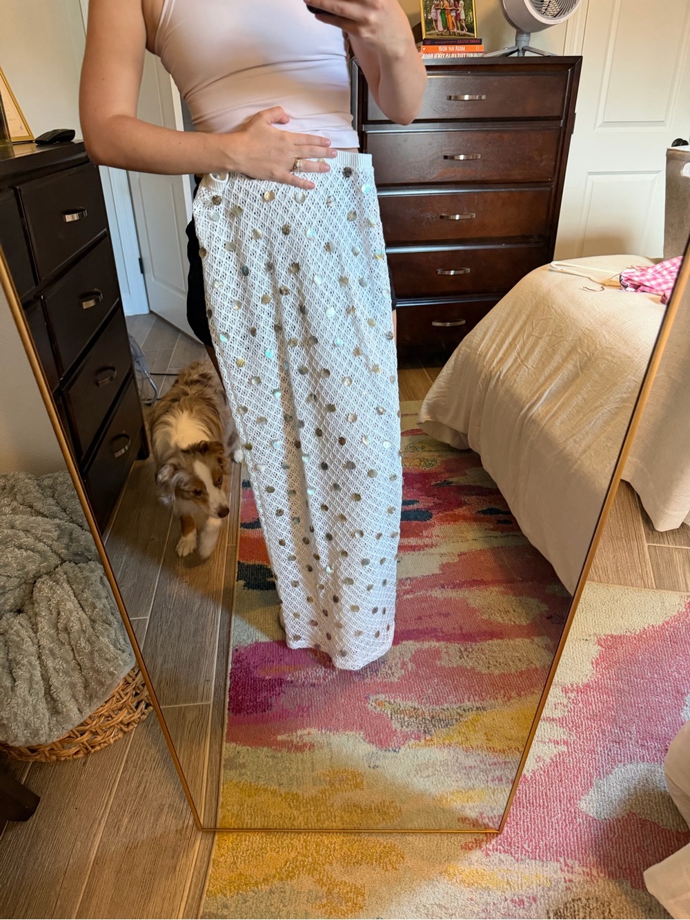 White Crochet Maxi Skirt with seashell details